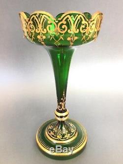 Gorgeous Antq Bohemian Glass Ornate Luster Lustre Candle Holder Spear Prisms