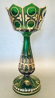 Gorgeous Antq Bohemian Glass Ornate Luster Lustre Candle Holder Spear Prisms