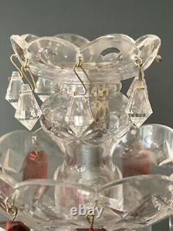 Gorgeous Antq Ornate Bohemian Crystal Glass Luster Candlestick Spear Prisms