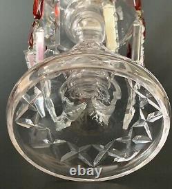 Gorgeous Antq Ornate Bohemian Crystal Glass Luster Candlestick Spear Prisms