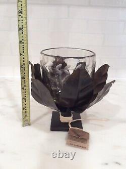 Gorgeous Artisan Quality Jan Barboglio Iron & Blown Glass Flower Basket Votive