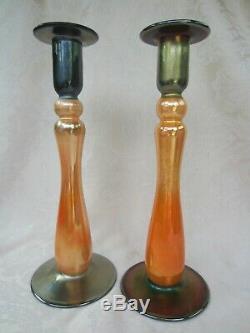 Gorgeous Imperial Free Hand Candlestick Pair with Original Labels