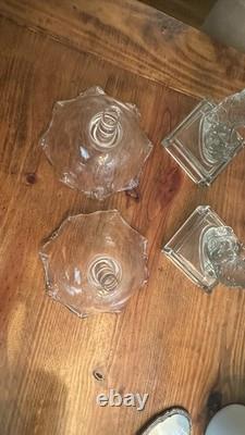 Gorgeous VTG Pair of MMA Candleholders Dolphin Clear Imperial Pressed Glass