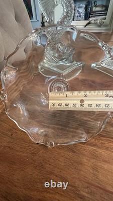 Gorgeous VTG Pair of MMA Candleholders Dolphin Clear Imperial Pressed Glass