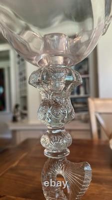 Gorgeous VTG Pair of MMA Candleholders Dolphin Clear Imperial Pressed Glass