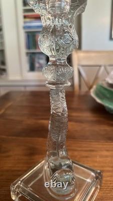 Gorgeous VTG Pair of MMA Candleholders Dolphin Clear Imperial Pressed Glass