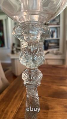 Gorgeous VTG Pair of MMA Candleholders Dolphin Clear Imperial Pressed Glass