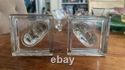 Gorgeous VTG Pair of MMA Candleholders Dolphin Clear Imperial Pressed Glass