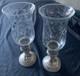Gorham Sterling Silver And Etched Glass Hurricane Candle Holders Withflower Frogs