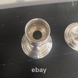 Gorham Weighted Sterling Silver Candle Holders etched glass hurricane globes 948