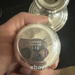 Gorham Weighted Sterling Silver Candle Holders etched glass hurricane globes 948