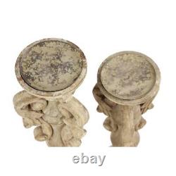 Grey Wood Vintage Candle Holder (Set of 2)