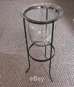 HTF PARTYLITE SEVILLE 3 WICK WROUGHT IRON CANDLE STAND HOLDER withGLASS & CANDLE