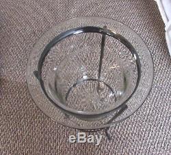HTF PARTYLITE SEVILLE 3 WICK WROUGHT IRON CANDLE STAND HOLDER withGLASS & CANDLE