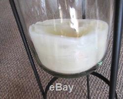 HTF PARTYLITE SEVILLE 3 WICK WROUGHT IRON CANDLE STAND HOLDER withGLASS & CANDLE