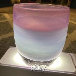 HYACYNTH Glassybaby Hand Blown Glass Candle Holder Sticker Pinks Purples Violet