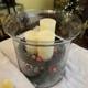 Hammered Glass Candle Holder With Decorative Metal Pan