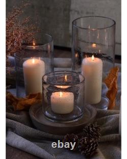 Hand Blown Glass Hurricane Candle Holders for Pillar Candles, Clear Seeded Bu