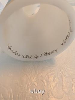 Hand Painted Glass Candle Holder Signed J. Brown Christmas Girl 1984