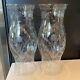 Hand Made And Hand Etched Glass Hurricane Candle Votives Circa 1985 14l 5 1/8w