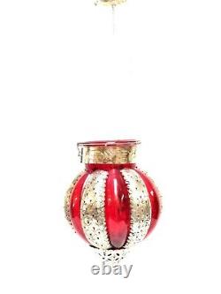 Hanging Lamp Glass Moroccan Lantern Candle Holder Red Hand Made Zenda Imports