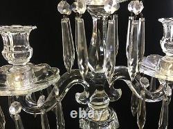 Heisey Glass 301 Old Williamsburg three light candelabra prisms candle holder