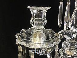 Heisey Glass 301 Old Williamsburg three light candelabra prisms candle holder
