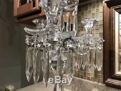 Heisey Glass 4 Candle Holder Table Candelabra With 46 Prisms, 25 Tall / As Is