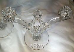 Heisey Gothic #402 Crystal Pair 11 Tall 2-light Candelabra Candleholders