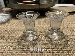 Heisey Ipswich Glass Candle Holders, Vintage, Set of Two