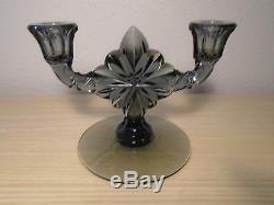 Heisey Lodestar Glass Dawn/smoke Color Double Candlestick