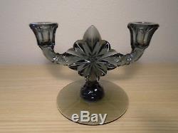 Heisey Lodestar Glass Dawn/smoke Color Double Candlestick