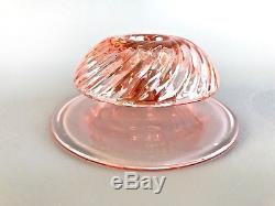 Heisey Pink Console Bowl, Candle Holders & RARE Duck Flower Frog Set