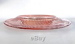 Heisey Pink Console Bowl, Candle Holders & RARE Duck Flower Frog Set