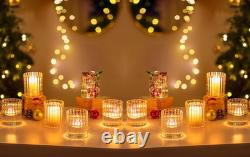 Hewory 24PCS Small Glass Hurricane Candle Holders Bulk Short Clear Cylinder Va