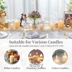 Hewory 24PCS Small Glass Hurricane Candle Holders Bulk Short Clear Cylinder Va