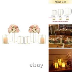 Hewory Glass Hurricane Candle Holder Set Of 6 Gold Large Hurricane Centerpiece