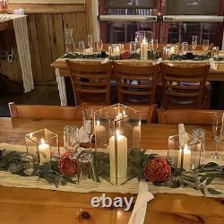 Hewory Glass Hurricane Candle Holder Set Of 6 Gold Large Hurricane Centerpiece
