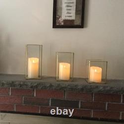 Hewory Glass Hurricane Candle Holder Set Of 6 Gold Large Hurricane Centerpiece