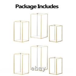 Hewory Glass Hurricane Candle Holder Set Of 6 Gold Large Hurricane Centerpiece