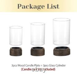 Hewory Hurricane Glass Candle Holder Set of 3 Rustic Brown Candle Holders for