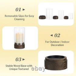 Hewory Hurricane Glass Candle Holder Set of 3 Rustic Brown Candle Holders for