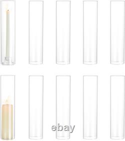 Hewory Hurricane Glass Candle Holders 10 PCS Clear Open Ended Cylinder Candle
