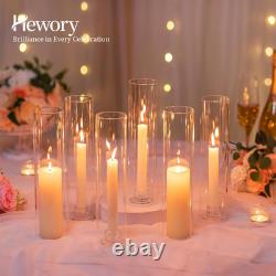 Hewory Hurricane Glass Candle Holders 10 PCS Clear Open Ended Cylinder Candle
