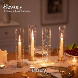 Hewory Hurricane Glass Candle Holders 10 PCS Clear Open Ended Cylinder Candle