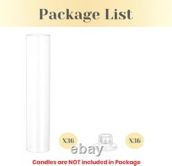 Hewory Hurricane Glass Candlestick Holders 36PCS Clear Taper Candle Holders for