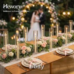 Hewory Hurricane Glass Candlestick Holders 36PCS Clear Taper Candle Holders for