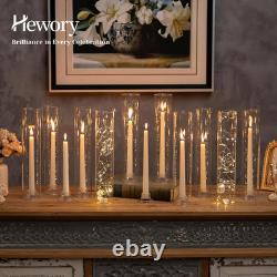 Hewory Hurricane Glass Candlestick Holders 36PCS Clear Taper Candle Holders for