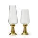 Highlights Set Of 2 Glass Candle Holder With Icicle Effect On Golden Etched Base