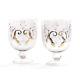 Hip Vintage Clear Glass 2-piece Etched Hurricane Candle Holder Set With Gold Acc